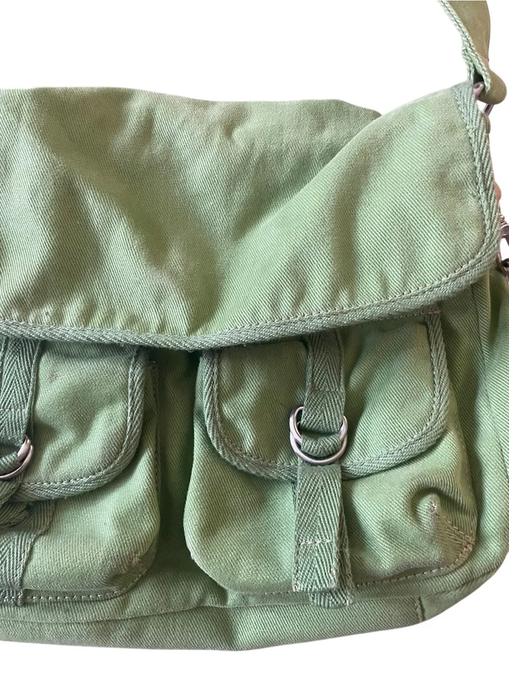 Fossil Green Canvas Crossbody Messenger Bag